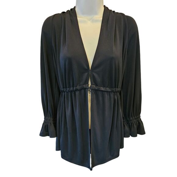 Cinq a cept black open front ruched waist hook top long sleeve Career Casual XS - Picture 1 of 9